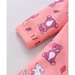 Babyhug Full Sleeves Footed Sleep Suit Animals Print - Peach