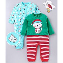 Babyhug 100% Cotton Full Sleeves Printed Romper Pack of 2 - Multicolor