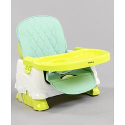 Babyhug Raise Me Up Baby Booster Seat With Adjustable Food Tray & 3 Point Safety Harness - Green White (Without Cushion Seat)
