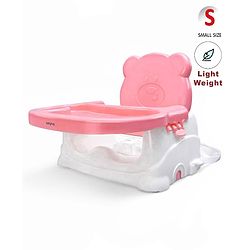 Babyhug Raise Me Up Baby Booster Seat With Adjustable Food Tray & 3 Point Safety Harness - Pink White (Without Cushion Seat)