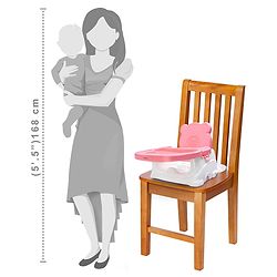 Babyhug Raise Me Up Baby Booster Seat With Adjustable Food Tray & 3 Point Safety Harness - Pink White (Without Cushion Seat)