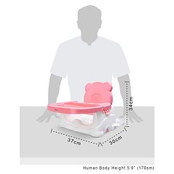Babyhug Raise Me Up Baby Booster Seat With Adjustable Food Tray & 3 Point Safety Harness - Pink White (Without Cushion Seat)