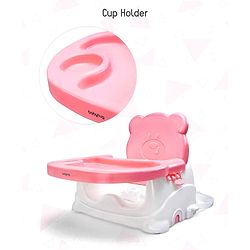 Babyhug Raise Me Up Baby Booster Seat With Adjustable Food Tray & 3 Point Safety Harness - Pink White (Without Cushion Seat)