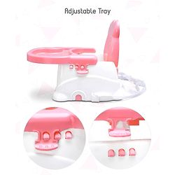 Babyhug Raise Me Up Baby Booster Seat With Adjustable Food Tray & 3 Point Safety Harness - Pink White (Without Cushion Seat)