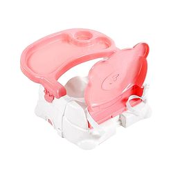 Babyhug Raise Me Up Baby Booster Seat With Adjustable Food Tray & 3 Point Safety Harness - Pink White (Without Cushion Seat)