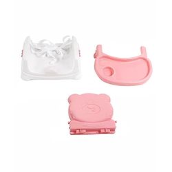 Babyhug Raise Me Up Baby Booster Seat With Adjustable Food Tray & 3 Point Safety Harness - Pink White (Without Cushion Seat)