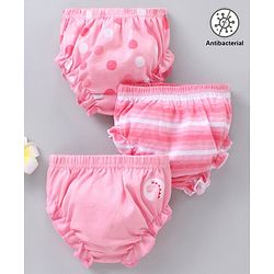 Babyhug 100% Cotton Antibacterial Bloomers Multi Print Pack Of 3 - Pink