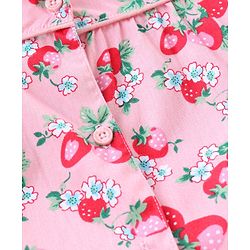 Babyhug Full Sleeves Woven Shirt & Pajama Set Strawberry Print - Pink