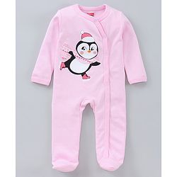 Babyhug Full Sleeves Sleep Suit Penguin Graphic Pack of 2 - Pink