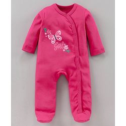 Babyhug Full Sleeves Footed Sleep Suit Pack of 2 - White Pink