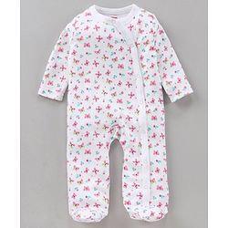 Babyhug Full Sleeves Footed Sleep Suit Pack of 2 - White Pink