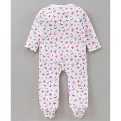 Babyhug Full Sleeves Footed Sleep Suit Pack of 2 - White Pink