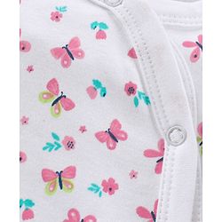 Babyhug Full Sleeves Footed Sleep Suit Pack of 2 - White Pink