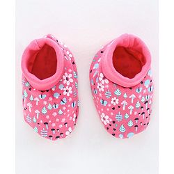 Babyhug 100% Cotton Cap, Mittens & Booties Floral Print - Pink