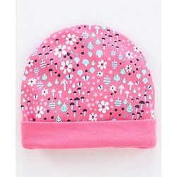 Babyhug 100% Cotton Cap, Mittens & Booties Floral Print - Pink