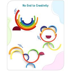 Babyhug Premium Wooden Rainbow Nesting Stacker  - 7 Pieces| Colorful Educational Early Childhood Development Learning Toys for Fine Motor Skills| Montessori Nesting Building and Round Stacking Toy| BIS Certified| Non-Toxic