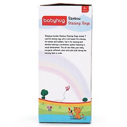 Babyhug Premium Wooden Rainbow Stacking Rings Multicolor - 7 rings| Non-Toxic| Organic & Safe|  BIS Certified