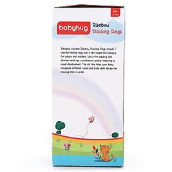 Babyhug Premium Wooden Rainbow Stacking Rings Multicolor - 7 rings| Non-Toxic| Organic & Safe|  BIS Certified