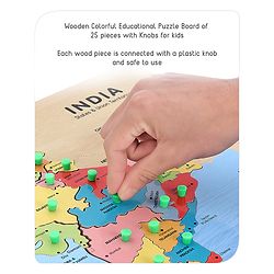 Babyhug India Map Wooden Pegged Puzzle - 19 Pieces | Educational Geography Puzzle with Pegged Pieces | Builds Spatial Awareness & Cultural Knowledge | Durable & Safe | BIS Certified
