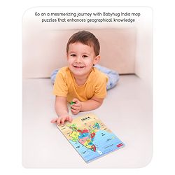 Babyhug India Map Wooden Pegged Puzzle - 19 Pieces | Educational Geography Puzzle with Pegged Pieces | Builds Spatial Awareness & Cultural Knowledge | Durable & Safe | BIS Certified