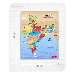 Babyhug India Map Wooden Pegged Puzzle - 19 Pieces | Educational Geography Puzzle with Pegged Pieces | Builds Spatial Awareness & Cultural Knowledge | Durable & Safe | BIS Certified