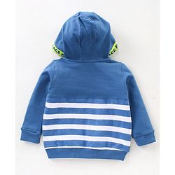 Babyhug Full Sleeves Hooded Tee & Lounge Pant Space Print- Blue