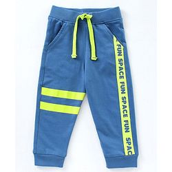 Babyhug Full Sleeves Hooded Tee & Lounge Pant Space Print- Blue