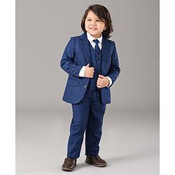 Babyhug Full Sleeves Party Suit Solid Color - Blue