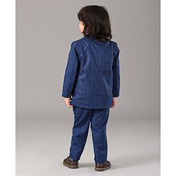 Babyhug Full Sleeves Party Suit Solid Color - Blue