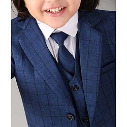 Babyhug Full Sleeves Party Suit Solid Color - Blue