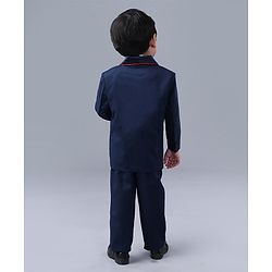 Babyhug Full Sleeves 4 Piece Party Suit with Tie - Navy Blue