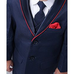 Babyhug Full Sleeves 4 Piece Party Suit with Tie - Navy Blue