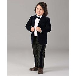 Babyhug Full Sleeves Party Suit Solid Color - Blue