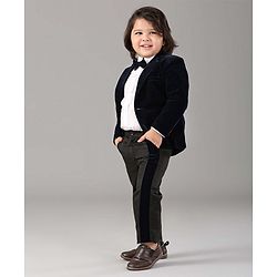 Babyhug Full Sleeves Party Suit Solid Color - Blue