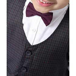 Babyhug 3 Piece Party Suit with Bow - Grey