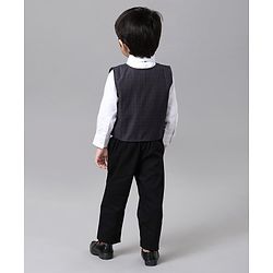 Babyhug 3 Piece Party Suit with Bow - Grey