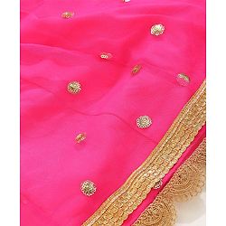 Babyhug Sleeveless Embroidered Choli & Lehenga With Poncho Style Top- Pink