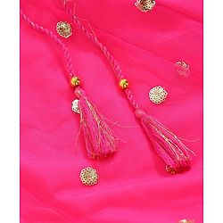 Babyhug Sleeveless Embroidered Choli & Lehenga With Poncho Style Top- Pink