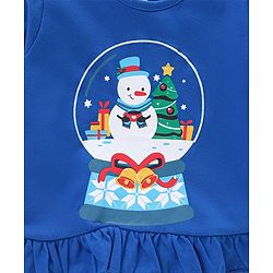 Babyhug Full Sleeves Top Snow Man Print - Royal Blue