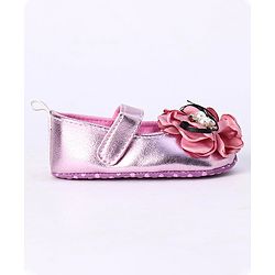 Cute Walk by Babyhug Party Wear Booties Flower Applique - Purple