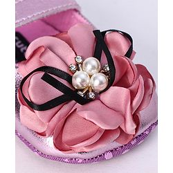 Cute Walk by Babyhug Party Wear Booties Flower Applique - Purple