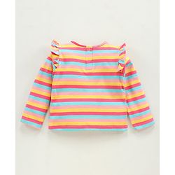 Babyhug Denim Dungaree With Full Sleeves Inner Tee Stripes & Unicorn Print - Blue