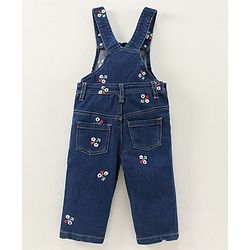 Babyhug Dungaree With Full Sleeves Inner Tee Solid Print - Blue