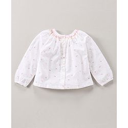 Babyhug Peasant Sleeves Top & Jeans Floral Print - White Red
