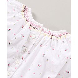 Babyhug Peasant Sleeves Top & Jeans Floral Print - White Red
