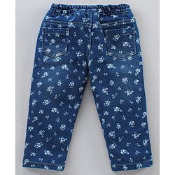 Babyhug Full Sleeves Solid Color Top & Full Length Printed Denim Pant Set - Yellow