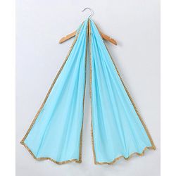 Babyhug Sleeveless Choli & Lehenga With Dupatta Floral Print - Yellow Blue