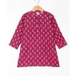 Babyhug Full Sleeves Kurta Floral Print - Maroon