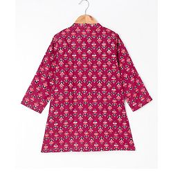 Babyhug Full Sleeves Kurta Floral Print - Maroon