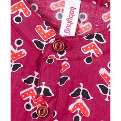 Babyhug Full Sleeves Kurta Floral Print - Maroon